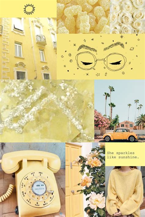 light yellow mood board aesthetic collage wallpaper yellow aesthetic my xxx hot girl