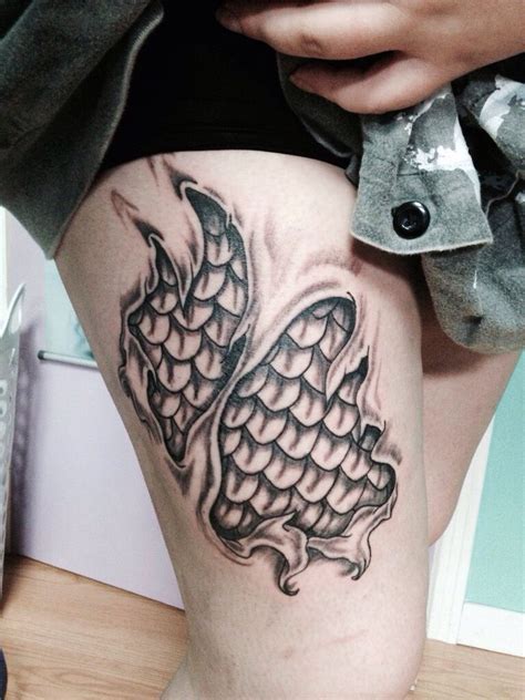 Religion in japan dragon tattoo. Black and grey dragon scales thigh tattoo | Thigh tattoo ...