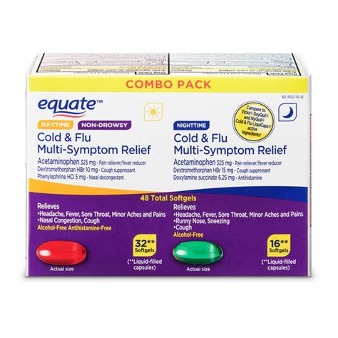 Equate Cold And Flu Multi Symptom Relief Daytime And Nighttime Softgels