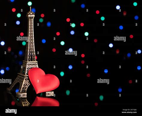 Eiffel Tower With Heartvalentines Day Romantic Background Stock Photo