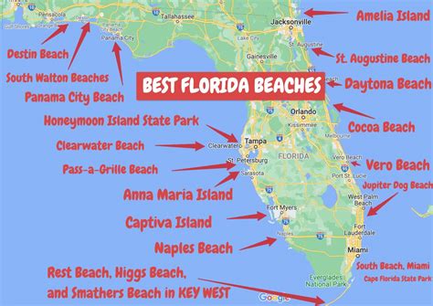 Best Beaches In FLORIDA To Visit In MAP