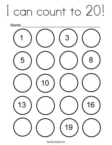Number Coloring Pages 1 20 At Free Printable