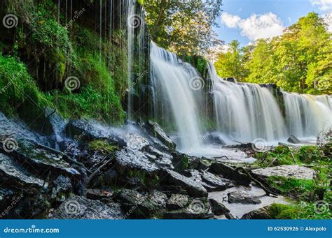 Water Cascading Down From Keila Joa Waterfall Stock Photo Image Of