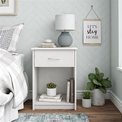 Mainstays Classic Bedroom Nightstand With Drawer White Walmart