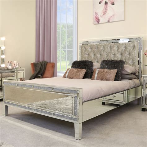 Diamond Glitz Mirrored King Size Bed Picture Perfect Home