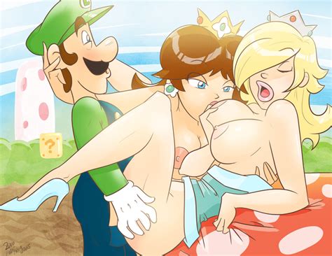 Luigi Daisy And Rosalina Commission By Madefromlazers Hentai Foundry