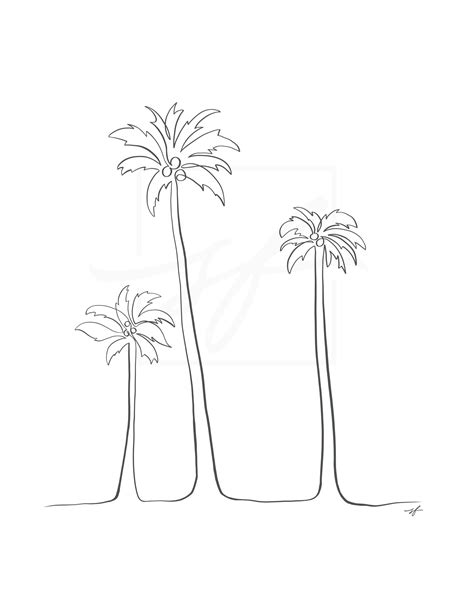 Palm Tree Minimalist One Line Drawing Digital Etsy