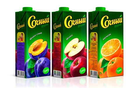 Design of Tetra Pack of juice nectars SOCHNYI packages