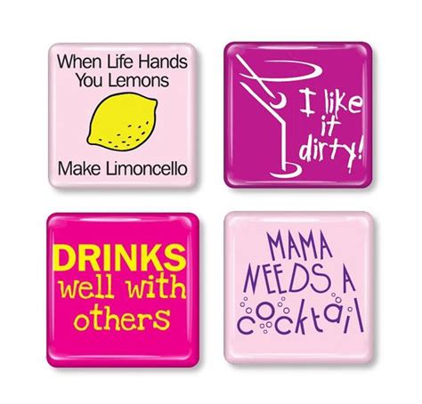 Set Of 4 Humorous Cocktail Magnets Glass Tile By Lovelyevamae 9 95 Limoncello Drinks Making