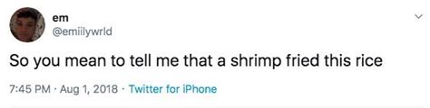 Emiilywrld Youre Telling Me A Shrimp Fried This Rice Know Your Meme