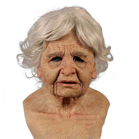 Halloween Funny Scary Womans Grandma Grandpa Mask For Halloween Latex