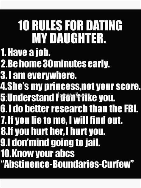 10 rules for dating my daughter protective father dad father s day canvas print for sale by