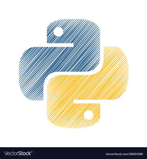 Python Emblem Blue And Yellow Snakes In Sketch Vector Image