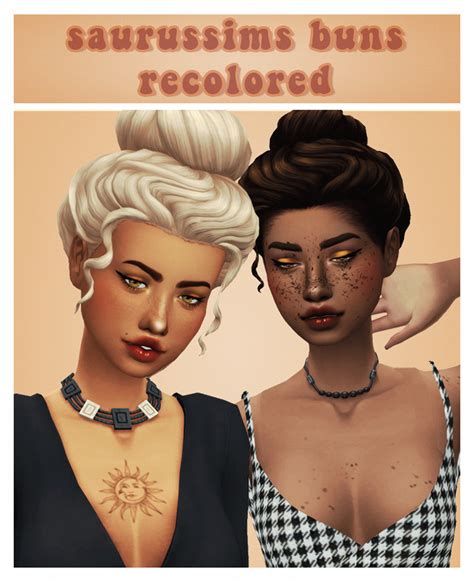 Cowplant Pizza Granny Bun And Sunday Hair Recolored Sims 4 Hairs