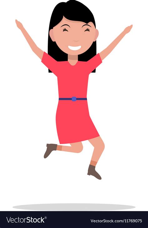 Cartoon Girl Jumping Happiness Royalty Free Vector Image