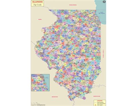 Buy Illinois Zip Code Map
