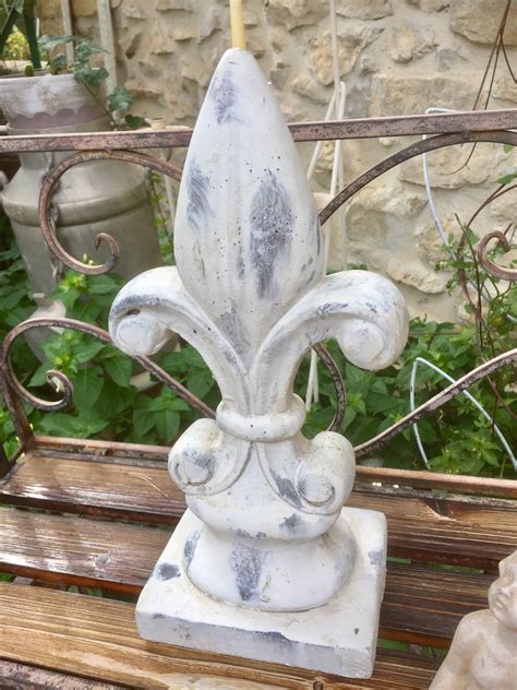 French Fleur De Lys Vintage Home Decor Shabby Distressed White Fleur