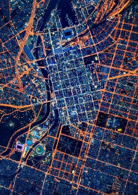 Melbourne City Grid At Night Image Credit Lensaloft Photography