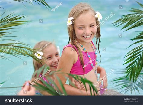 Portrait Two Girls Swimming Pool Stock Photo 313306853 Shutterstock