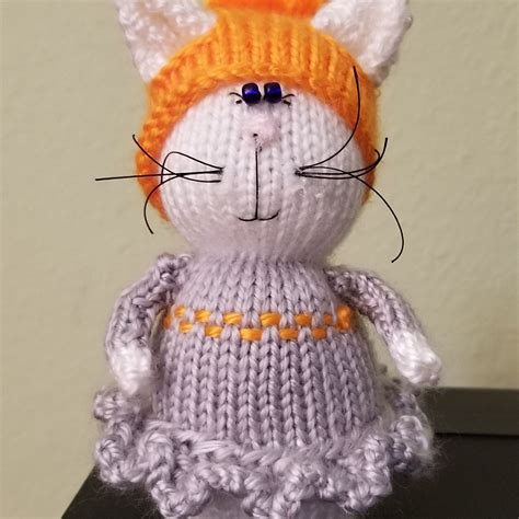 Toy Knitting Pattern For Cat In A Dress Knitted Cat Pdf Tutorial Toy