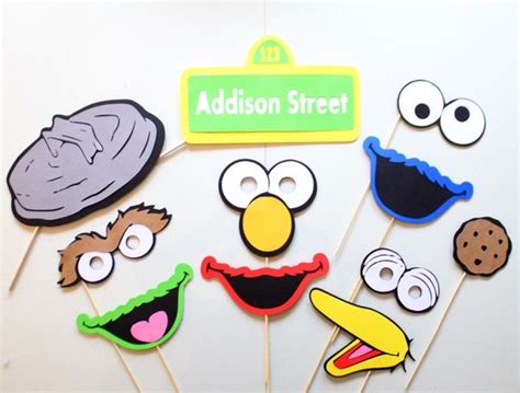 11pc Sesame Street Inspired Photo Booth Props Photobooth Props Big