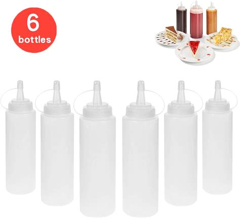 Squeeze Bottles With Caps 6 Pcs 8 Oz Squeezy Sauce Bottles Plastic