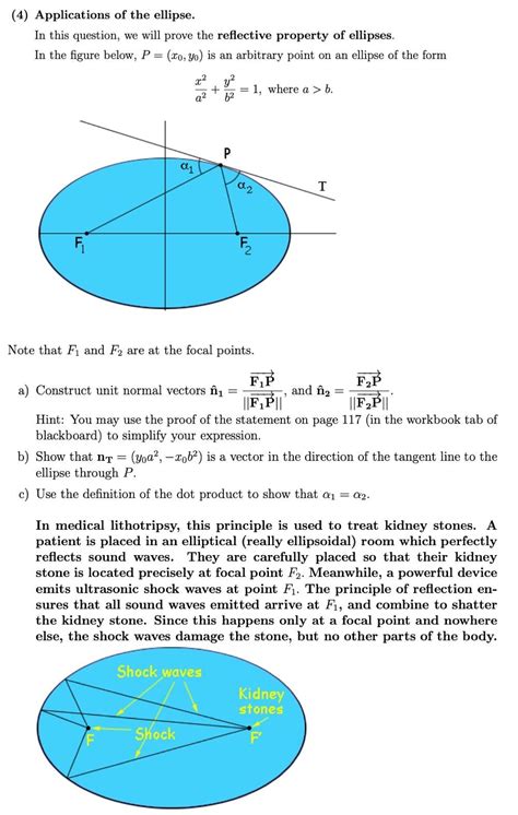 Solved 4 Applications Of The Ellipse In This Question We