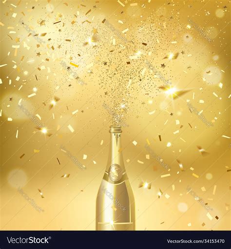 Champagne Bottle On A Gold Background Royalty Free Vector