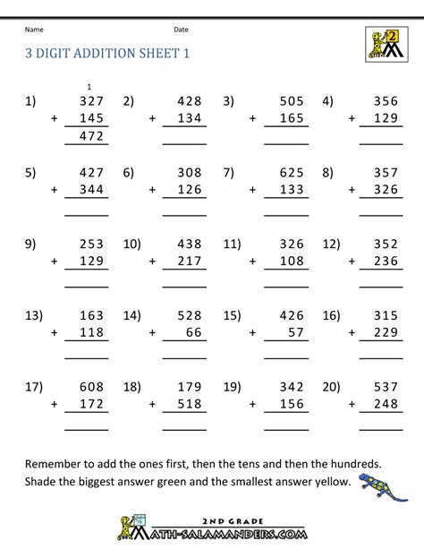 It is meant for initial instruction on the topic in 2nd grade. 3 Digit Addition With Regrouping 3rd Grade Worksheets ...