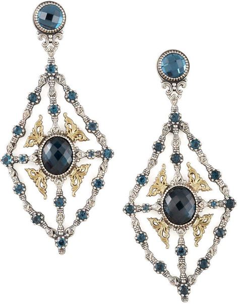 Konstantino London Blue Topaz Chandelier Earrings Vintage Jewelry