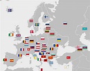 Map of Europe with flags of the European countries : europe