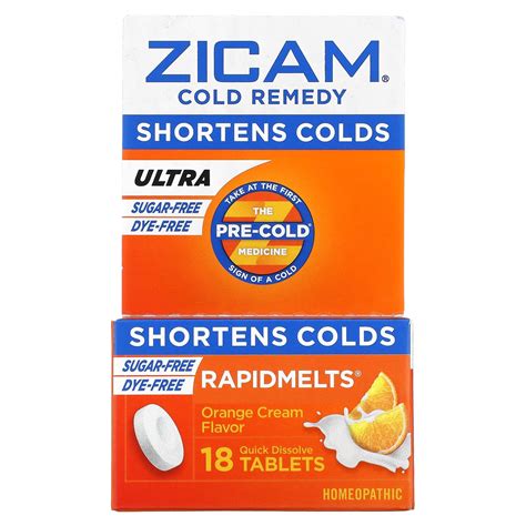 Zicam Ultra Cold Remedy Rapidmelts Orange Cream 18 Quick Dissolve Tablets