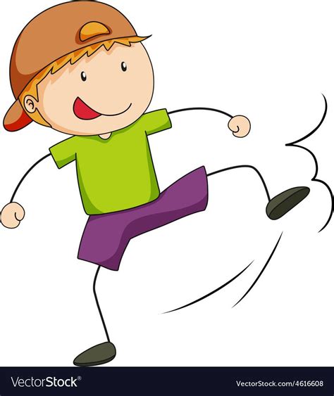 Boy Kicking Royalty Free Vector Image Vectorstock Childrens