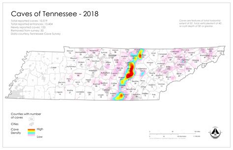 Tn Cave Density Map For Nss Ucbj Upper Cumberland Business Journal