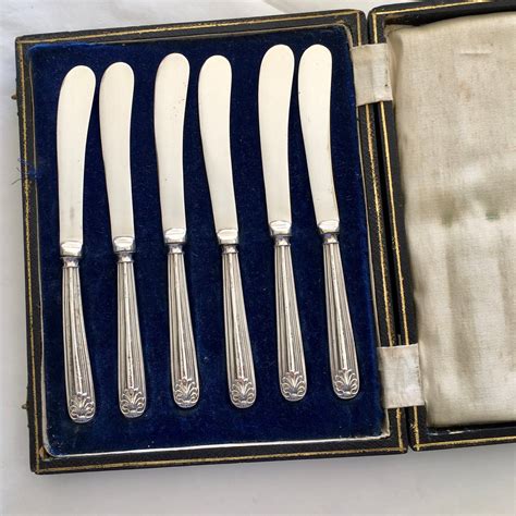 Set Of Six Sterling Silver Handled Butter Knives Sheffield Silver