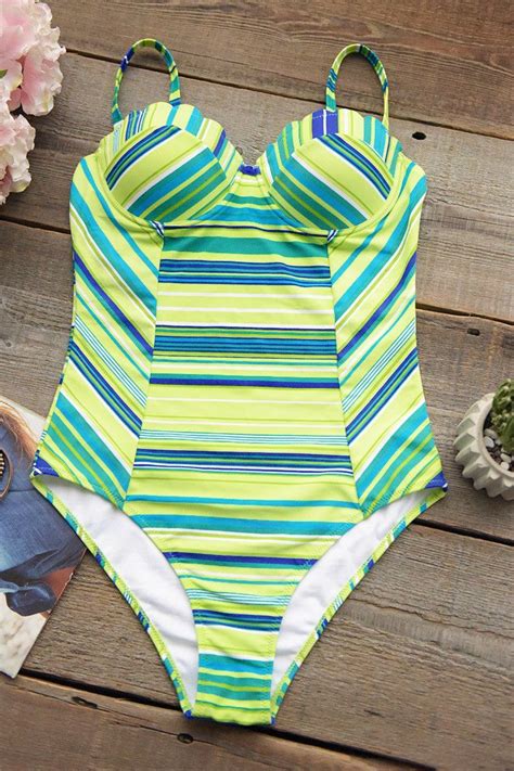 Cupshe Stripy Lemon One Piece Swimsuit Swimsuits Cupshe Swimsuits
