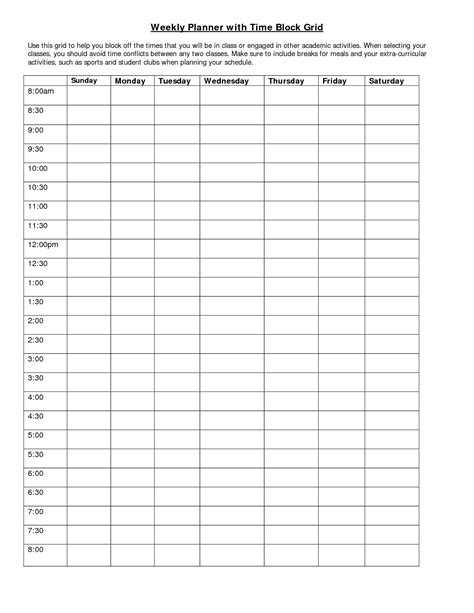 Generic Weekly Calendar With Time Slots