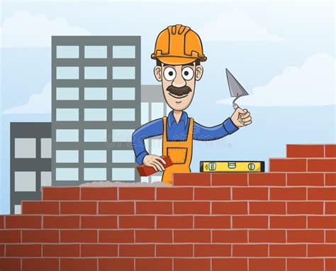 Mason Building Red Brick Wall Stock Vector Illustration Of Master