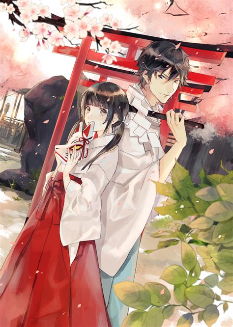 Kafuu Original Anime Girl Beauty Kimono Couple Boy Wallpaper