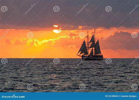 Yacht In Sunset Stock Photo Image Of Light Clouds Peaceful 16138644