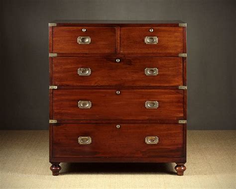 The chest offers three spacious drawers and three smaller ones. Mahogany Campaign Chest Of Drawers By Ross & Co. D ...