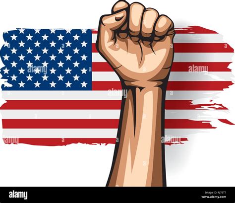 Usa Flag And Hand On White Background Vector Illustration Stock Vector