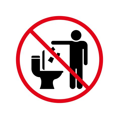 Do Not Throw Trash And Paper In Toilet Room Silhouette Sign Dont