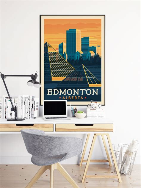 Edmonton Canada Alberta Art Print Sunset Wall Art Vintage Etsy