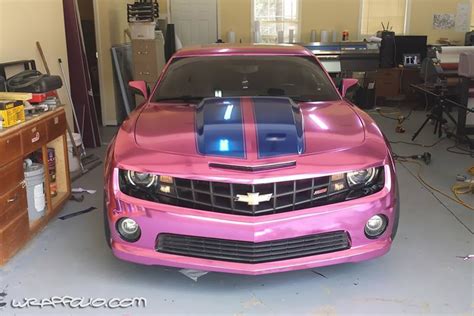 Pink Chrome Camaro Wrap Wrapfolio
