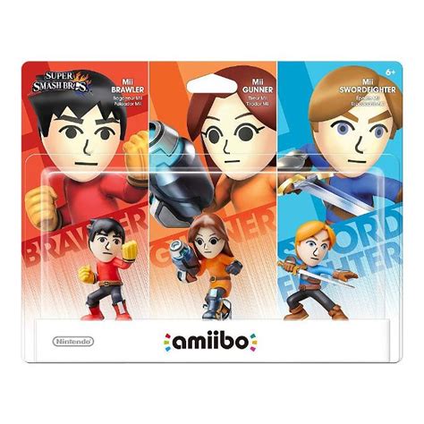 Amiibo Super Smash Bros Series Figure Mii Brawler 3 Pack