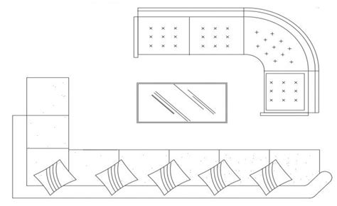 Living Room Furniture Cad Blocks Top View Drawing Dwg File