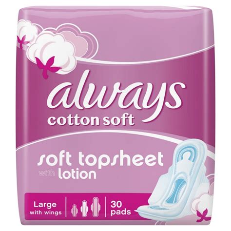 Always Cotton Soft Sanitary Pads Large 30 Count X 1 Pack My247mart