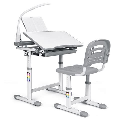 Decorate the shelves with books, watch and small frames to make it more fascinating. Topbuy Kids Functional Study Drawing Adjustable Desk Chair Set W/ Lamp Bookstand | eBay