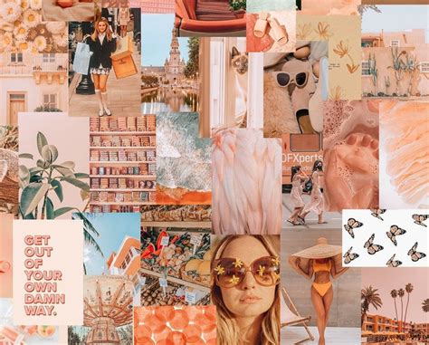 Peach Aesthetic Wall Collage Kit Digital Prints Vsco Room Etsy